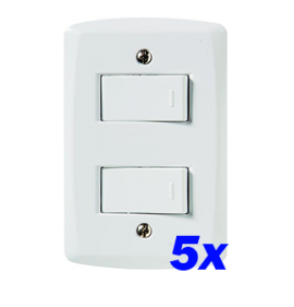 KIT 5 INTERRUPTORES DUPLO SIMPLES TRAMONTINA LUX2